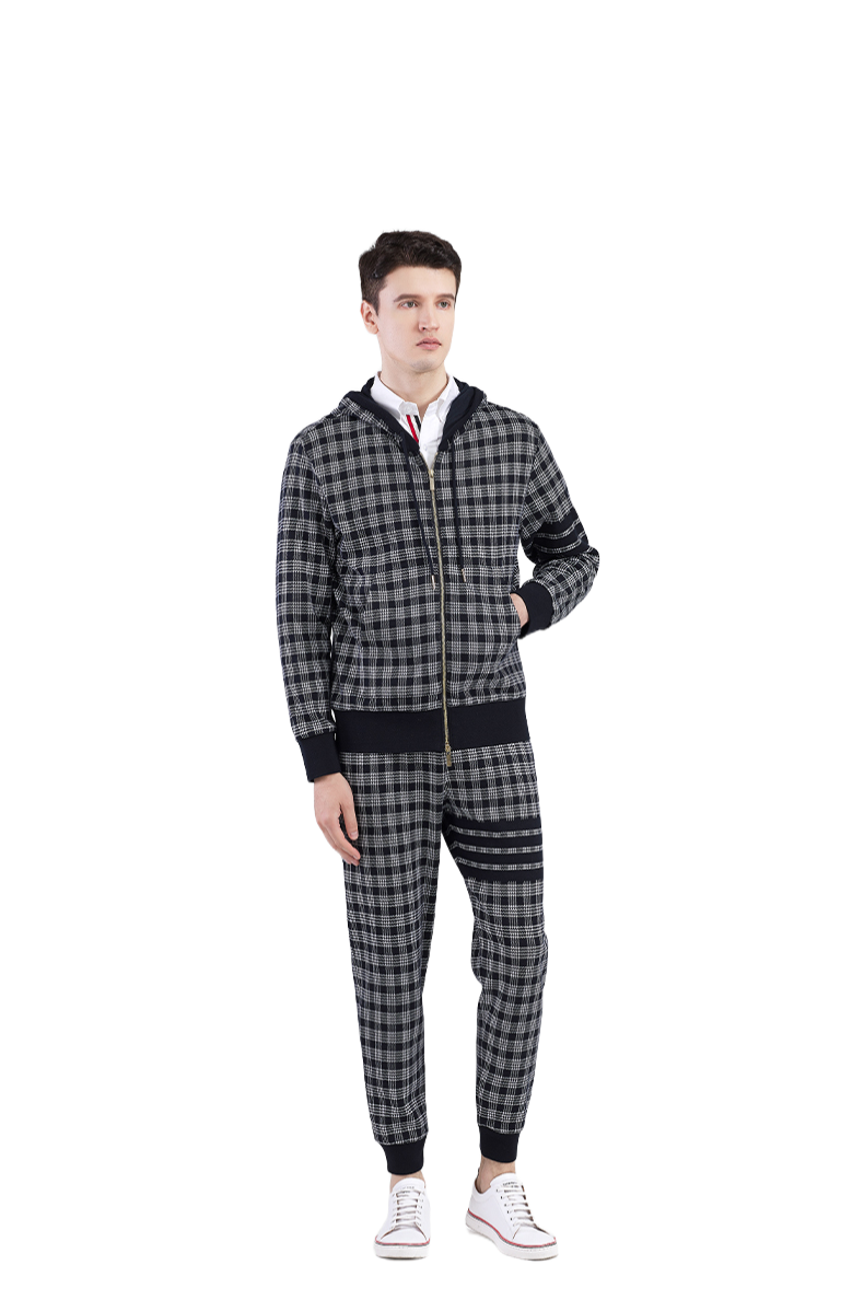 Thom Browne Style Unisex Casual Sweatpants with Signature Four-Bar Detail
