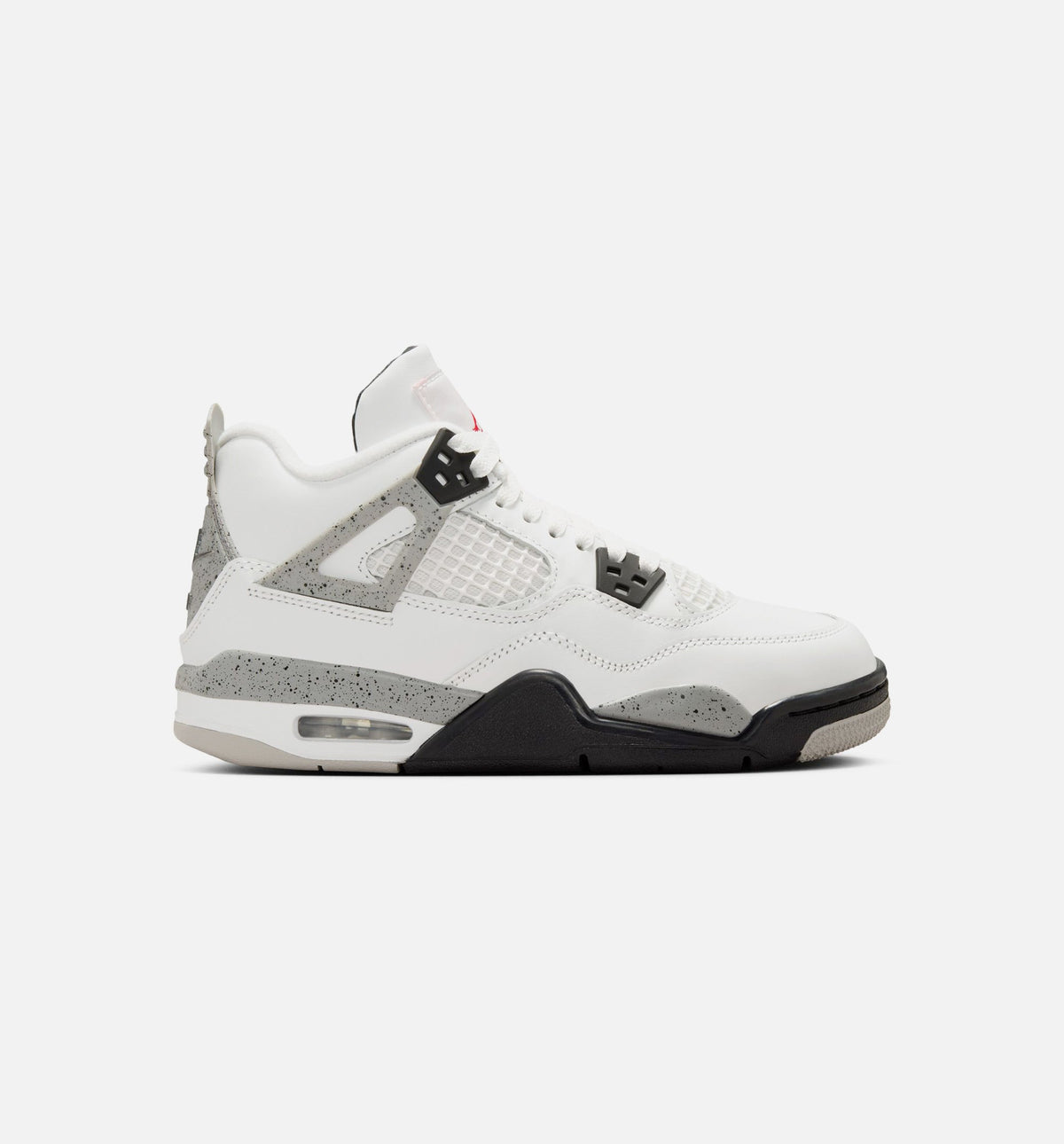 Air Jordan 4 Retro White Cement – Grade School Lifestyle Shoe (Summit White/Fire Red/Cement Grey/Black)