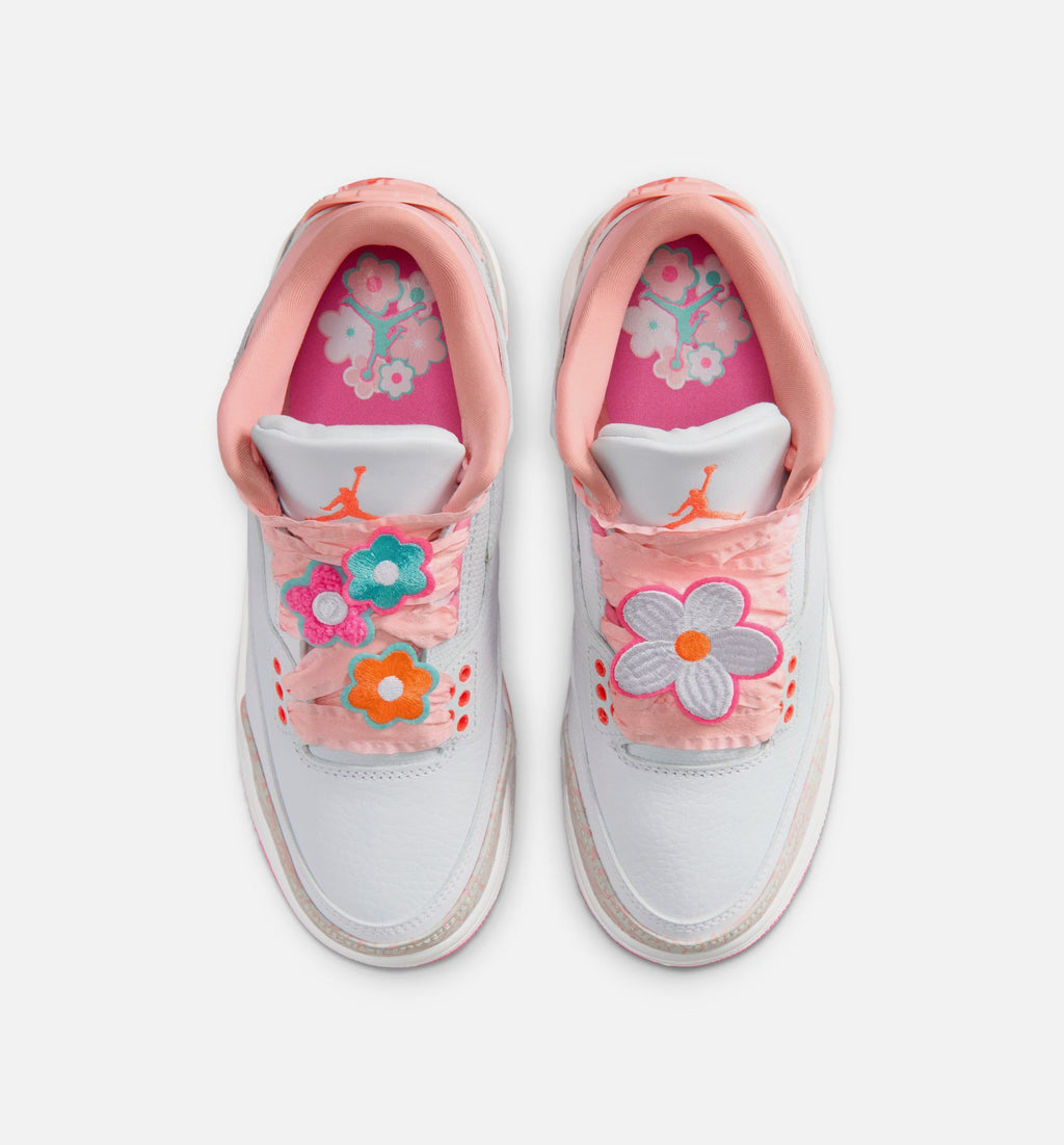 Air Jordan 3 Retro Spring Flowers – Grade School Lifestyle Shoe (Pearl Pink/Pink Bloom/Pink Glow/Hyper Orange)