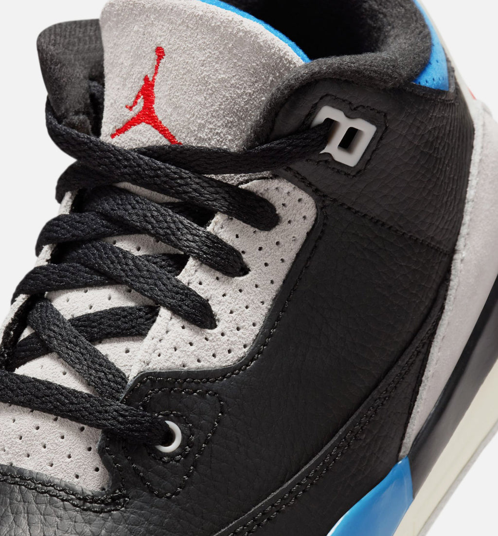 Air Jordan 3 Retro OG Rare Air – Preschool Lifestyle Shoe (Black/Chile Red/Neutral Grey)