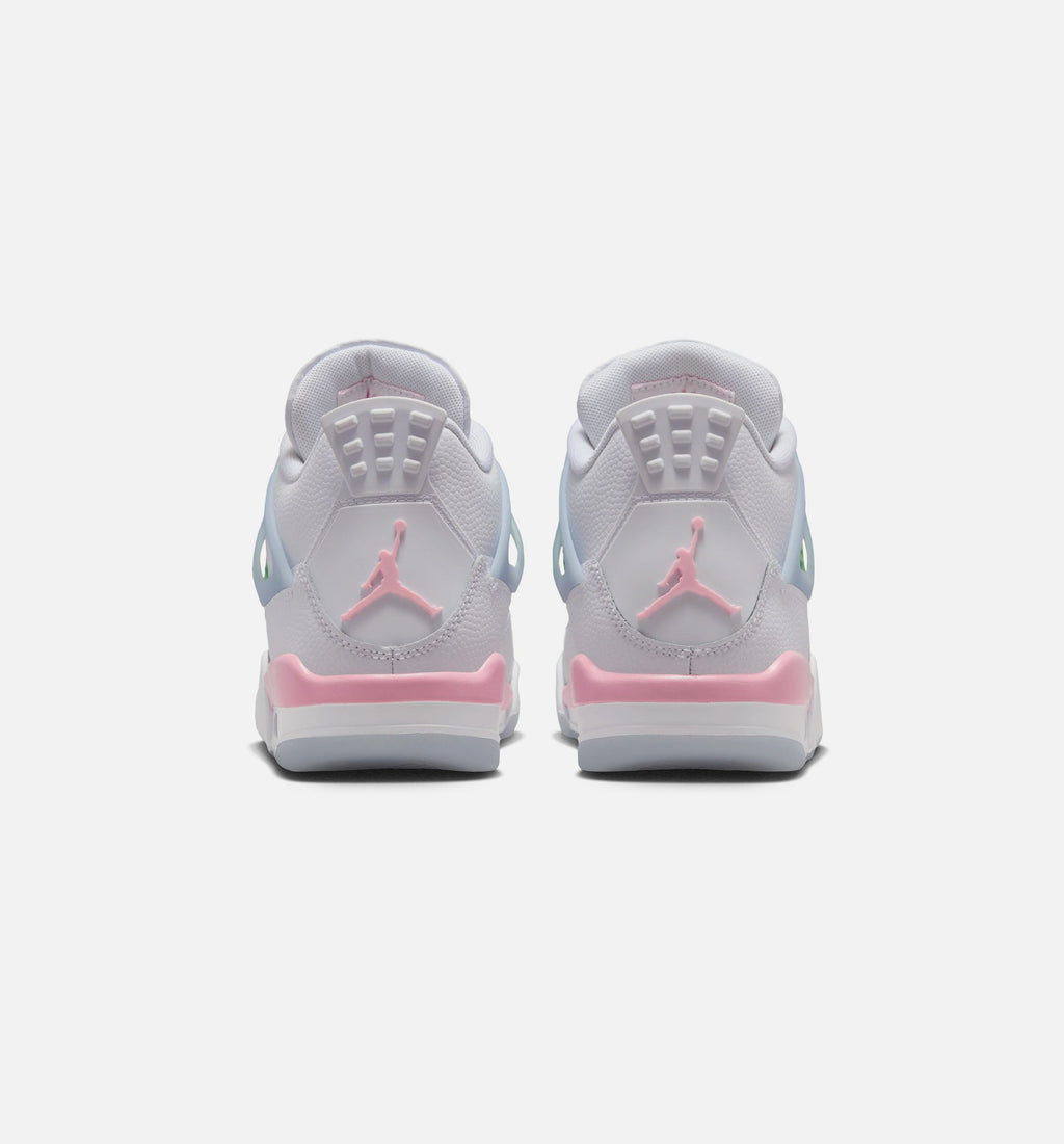 Air Jordan 4 Retro Medium Soft Pink – Grade School Lifestyle Shoe (White/Medium Soft Pink/Half Blue)