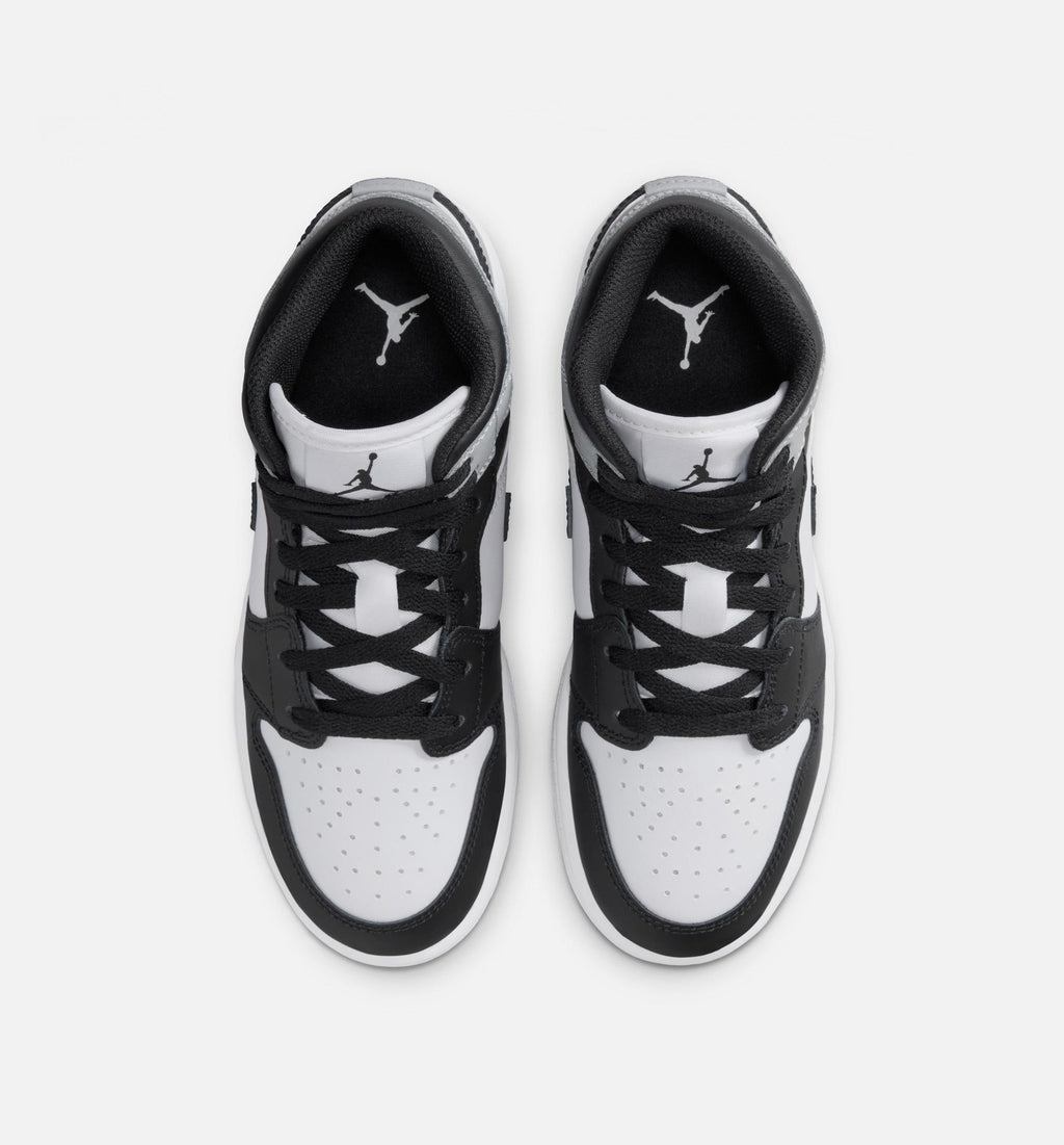 Air Jordan 1 Mid – Grade School Lifestyle Shoe (White/Light Smoke Grey/Black)