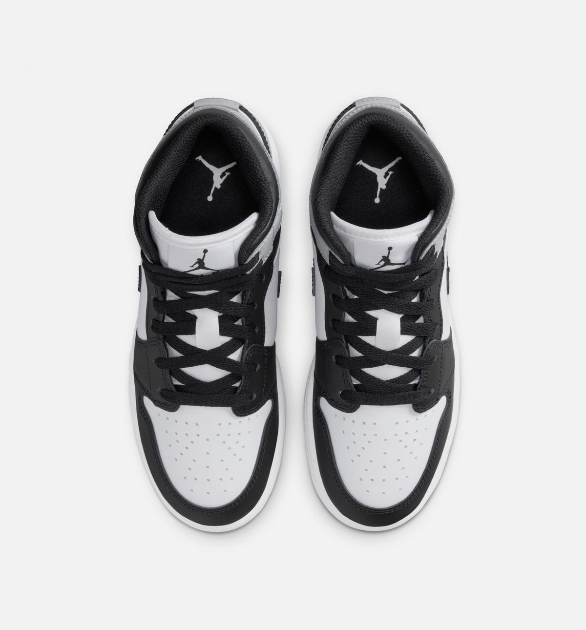 Air Jordan 1 Mid – Grade School Lifestyle Shoe (White/Light Smoke Grey/Black)