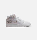 Air Jordan 1 Mid SE – Grade School Lifestyle Shoe (White/Field Silver)
