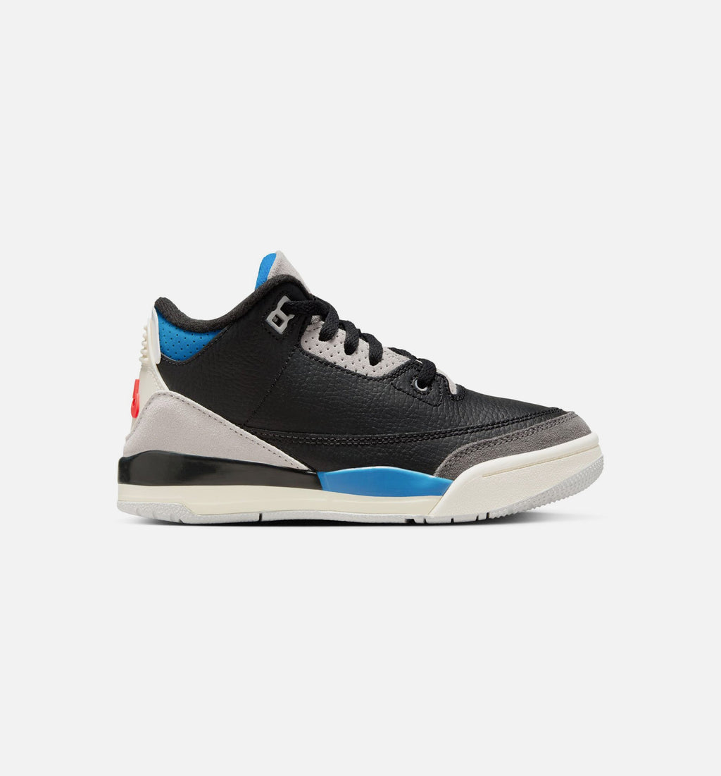 Air Jordan 3 Retro OG Rare Air – Preschool Lifestyle Shoe (Black/Chile Red/Neutral Grey)