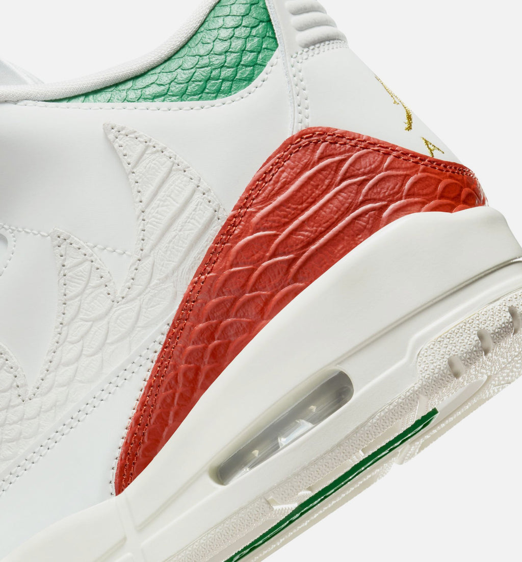 Air Jordan 3 Retro El Vuelo – Men’s Lifestyle Shoe (Summit White/Pine Green/Dragon Red/Metallic Gold)