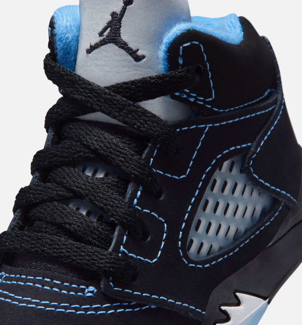 Air Jordan 5 Retro Black Carolina – Infant/Toddler Lifestyle Shoe (Black/University Blue/White)