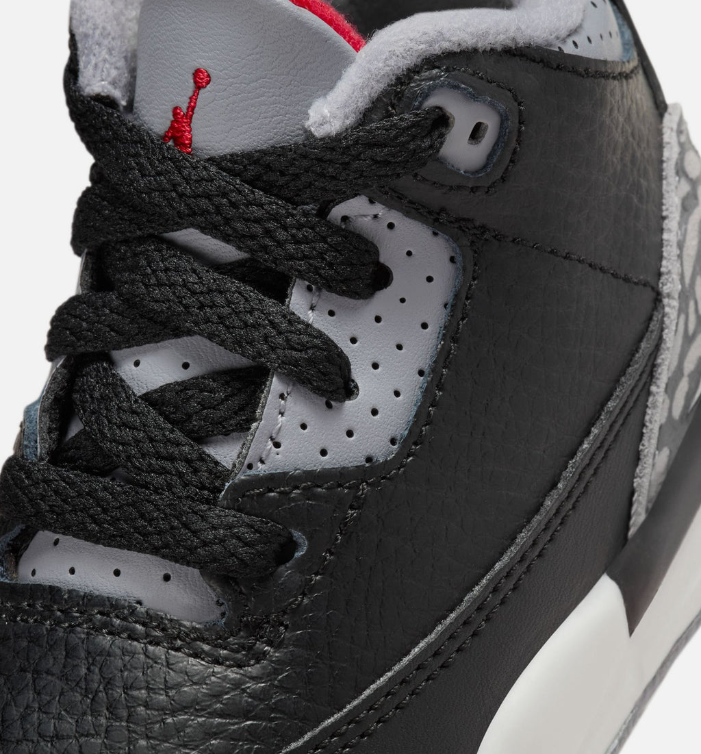 Air Jordan 3 Retro Black Cement – Infant/Toddler Lifestyle Shoe (Black/Fire Red/Cement Grey/Summit White)
