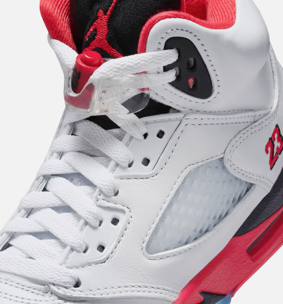 Air Jordan 5 Retro Fire Red – Grade School Lifestyle Shoe (White/Fire Red/Black)
