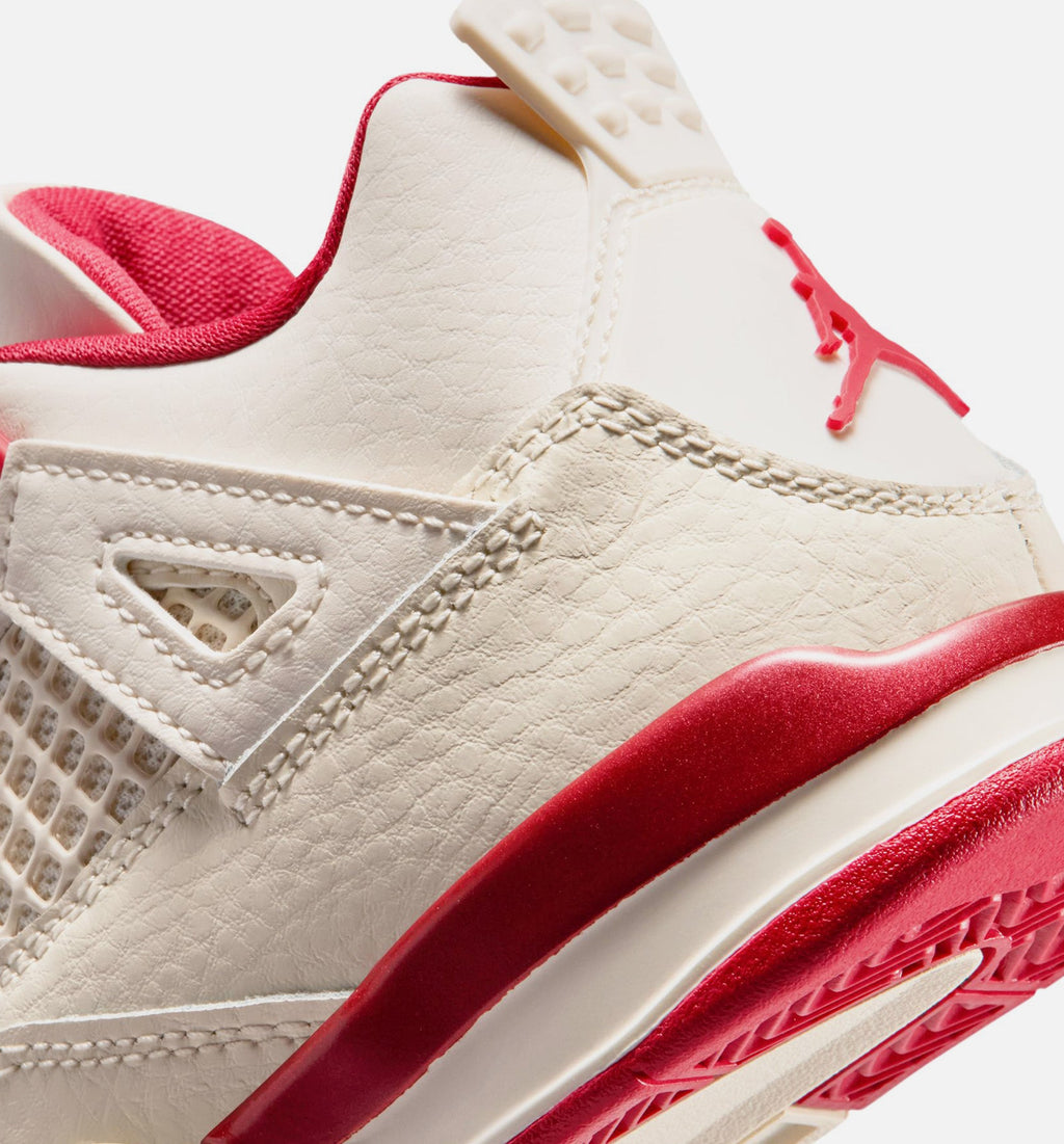 Air Jordan 4 Retro Valentine’s Day – Preschool Lifestyle Shoe (Pale Ivory/Sierra Red/Tough Red)