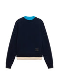 Marni deep blue cashmere jumper with layered effect