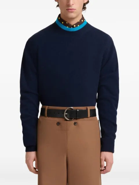 Marni deep blue cashmere jumper with layered effect