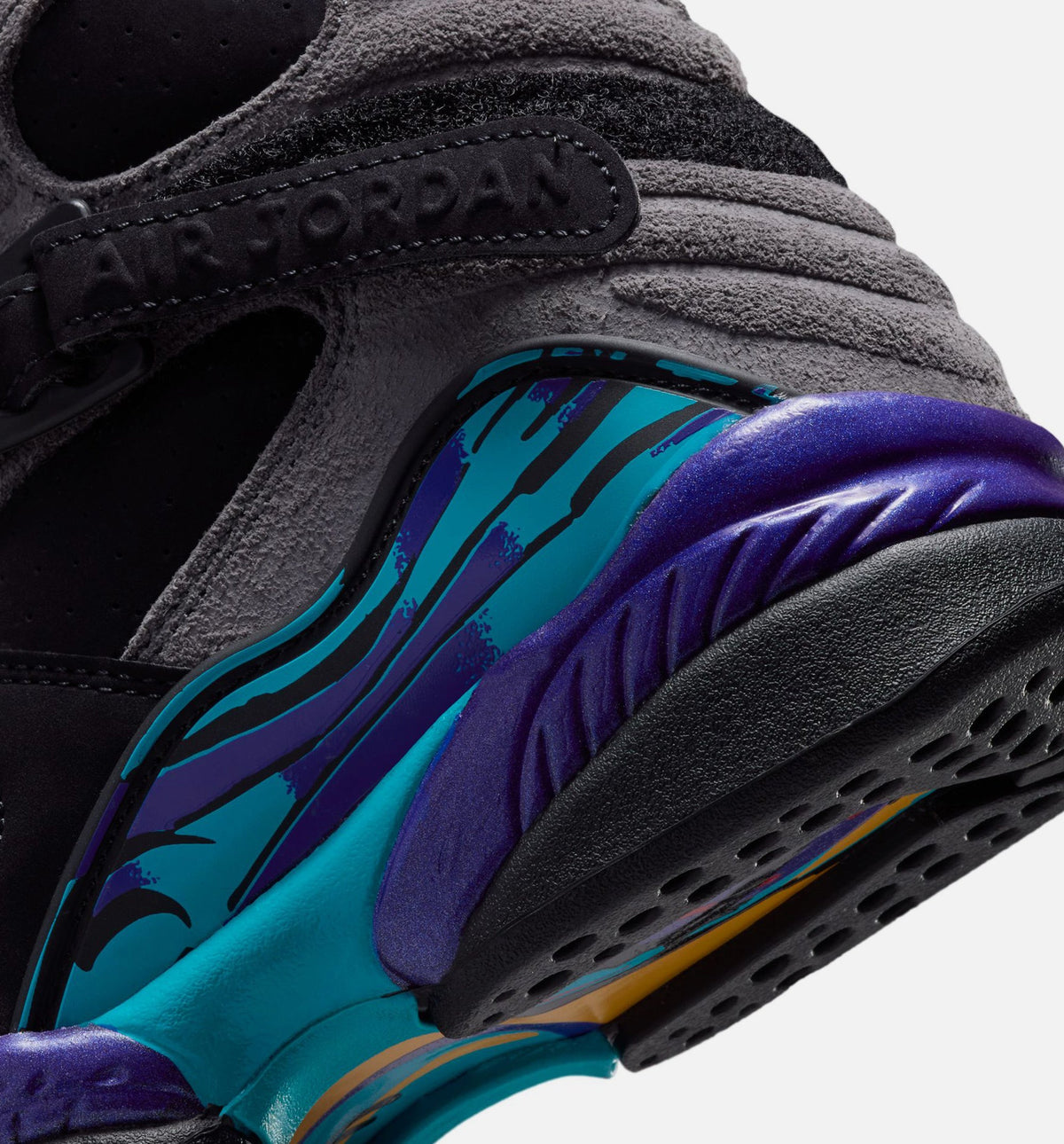 Air Jordan 8 Retro Aqua – Grade School Lifestyle Shoe (Black/Multi-Color/Bright Concord)