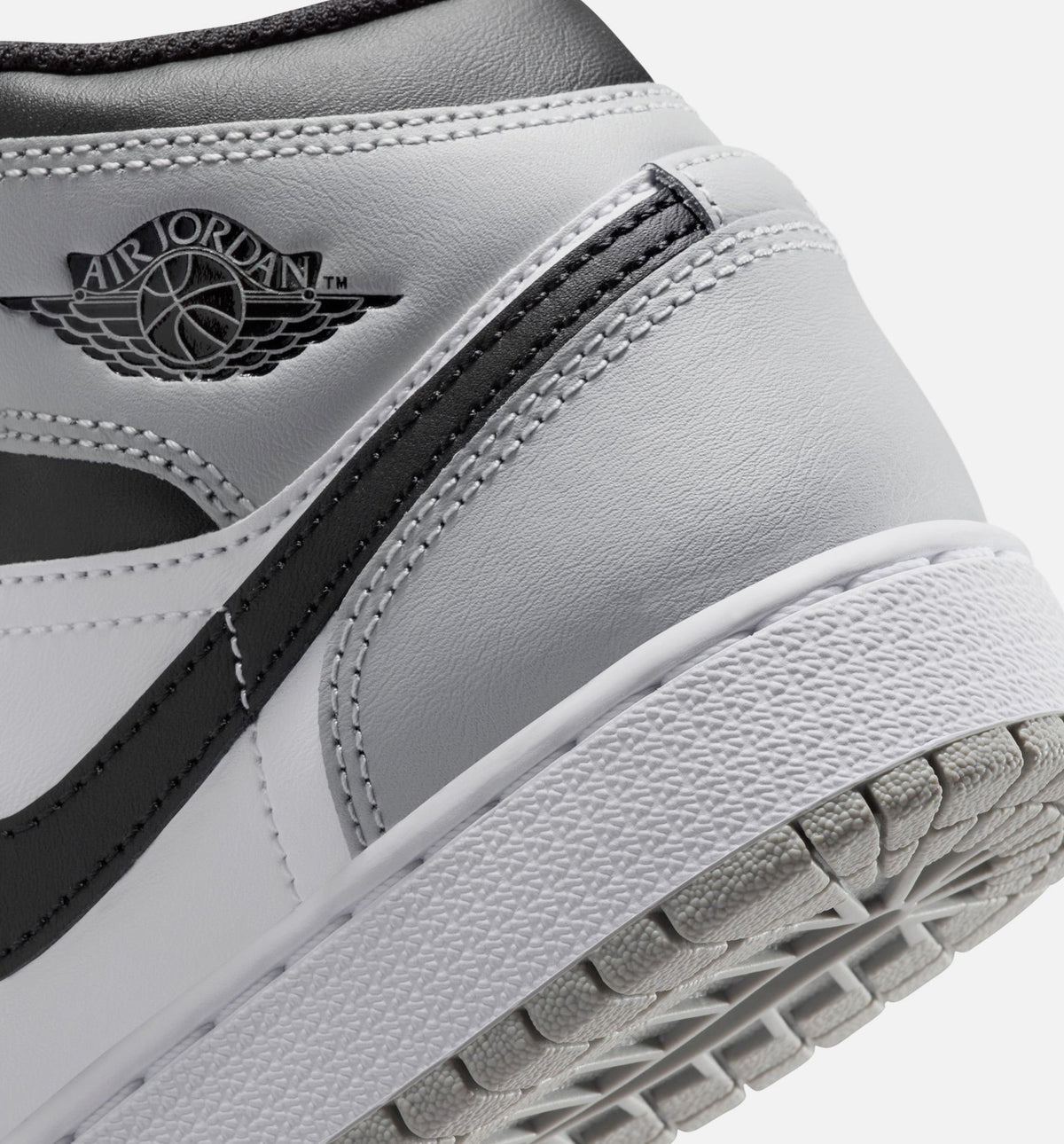 Air Jordan 1 Mid – Grade School Lifestyle Shoe (White/Light Smoke Grey/Black)