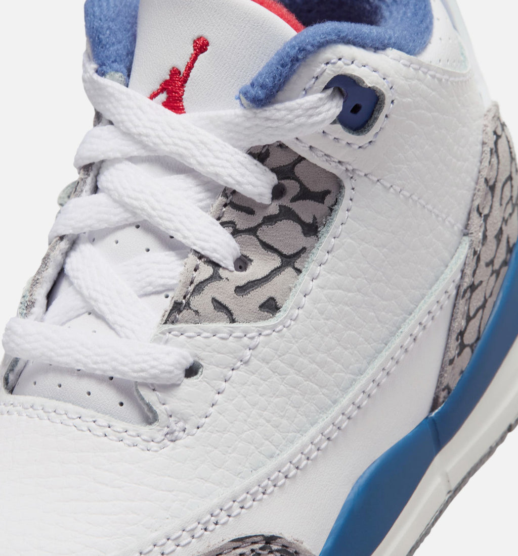 Air Jordan 3 Retro OG True Blue – Infant/Toddler Lifestyle Shoe (White/Fire Red/True Blue)