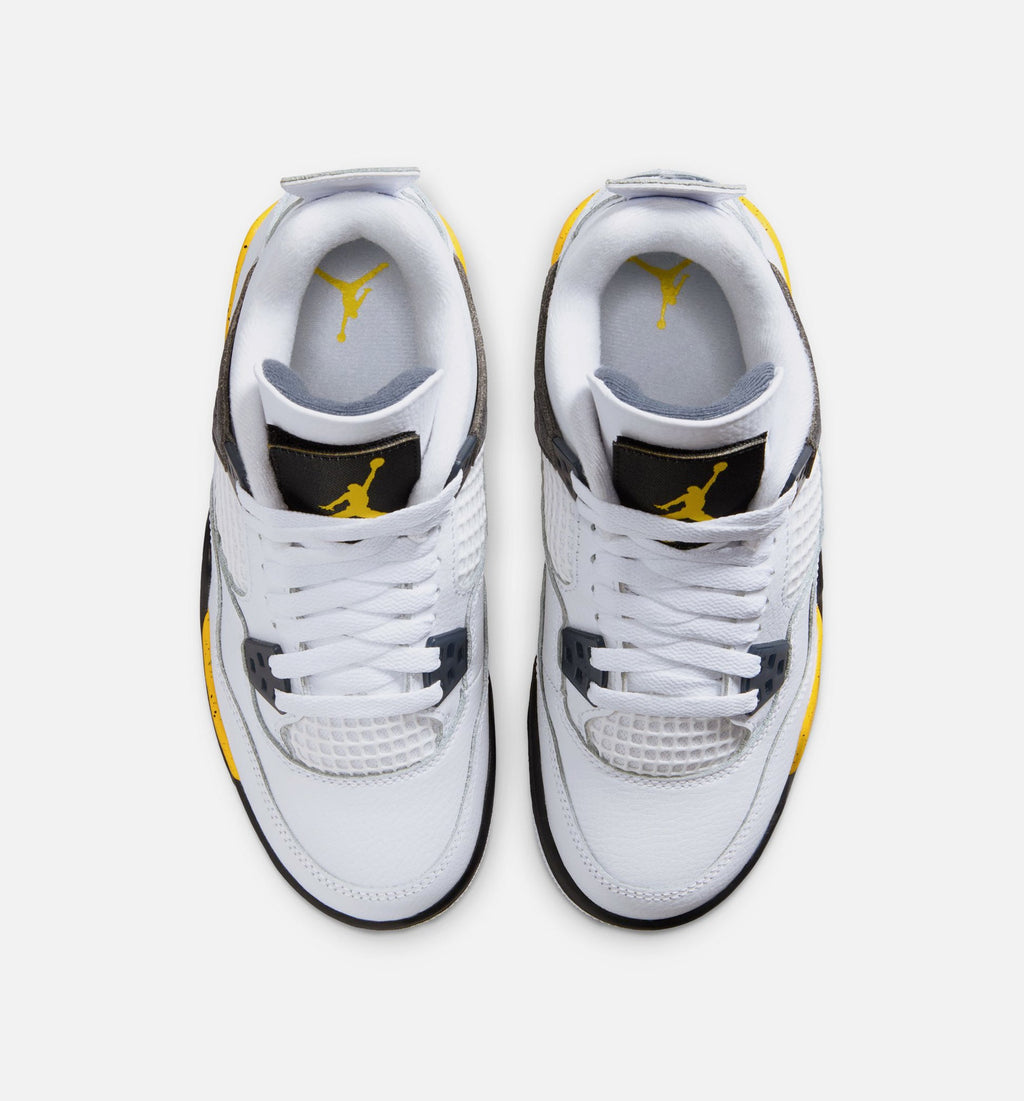 Air Jordan 4 Retro Rare Air Tour Yellow – Grade School Lifestyle Shoe (White/Dark Blue Grey/Black/Tour Yellow)