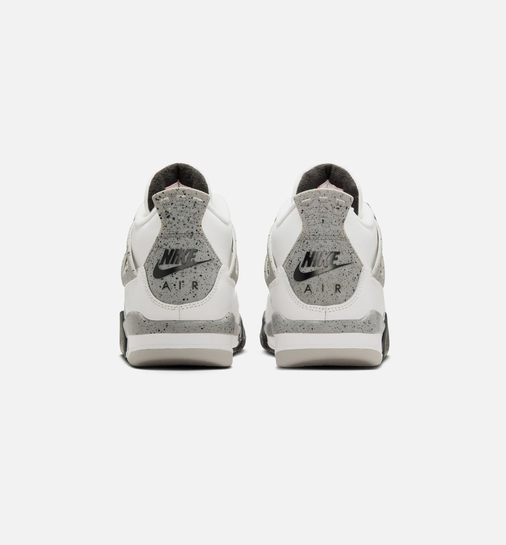 Air Jordan 4 Retro White Cement – Grade School Lifestyle Shoe (Summit White/Fire Red/Cement Grey/Black)
