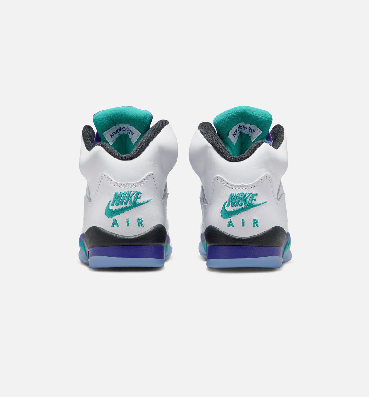 Air Jordan 5 Retro Grape – Grade School Lifestyle Shoe (White/New Emerald/Grape Ice/Black)