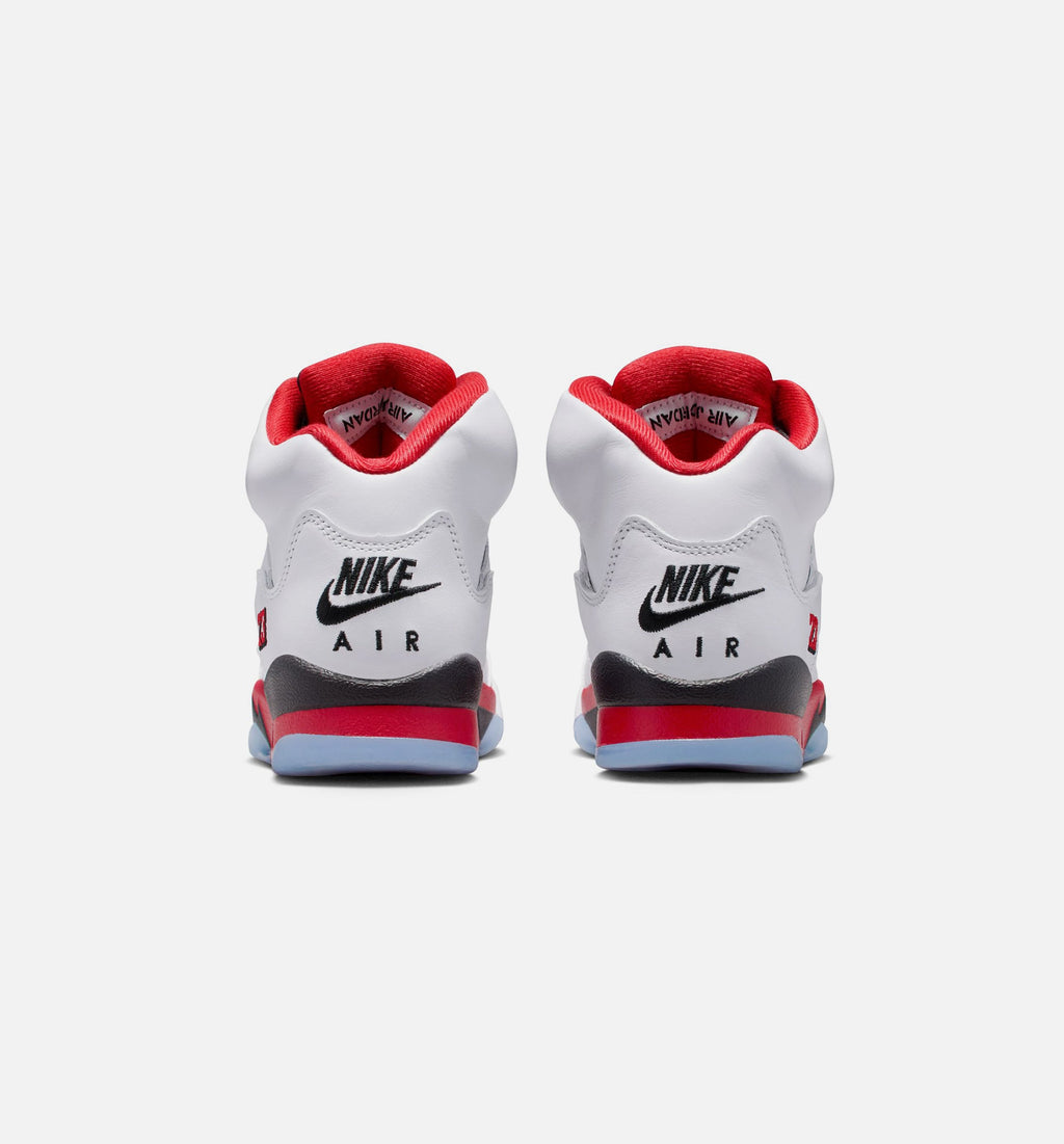 Air Jordan 5 Retro Fire Red – Grade School Lifestyle Shoe (White/Fire Red/Black)
