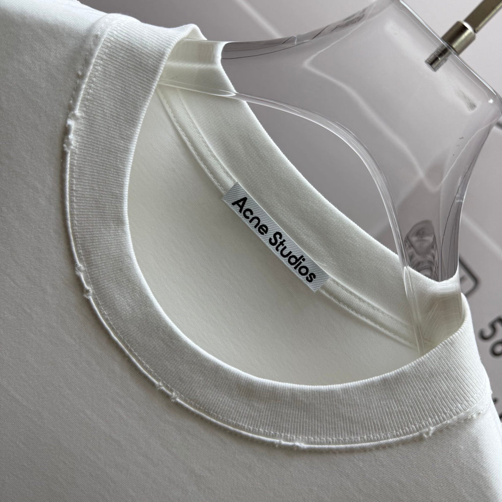 Acne Studios Stockholm 1996 Distressed‑Trim Crew‑Neck Short‑Sleeve T‑Shirt