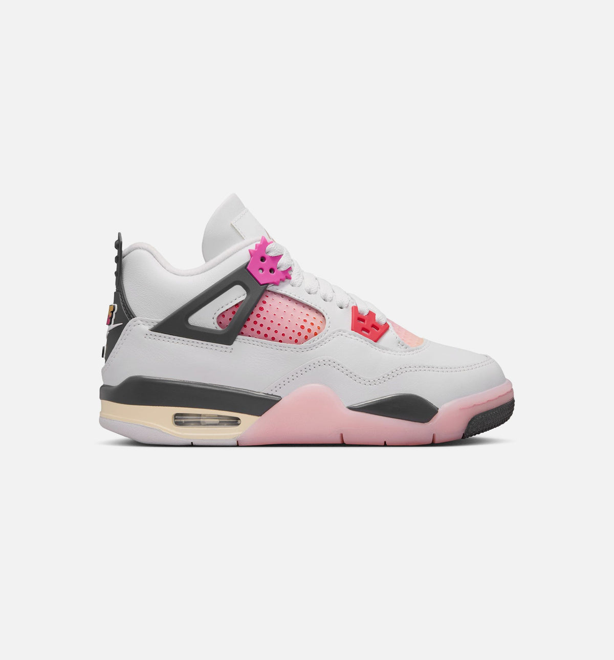 Air Jordan 4 Retro Comic – Grade School Lifestyle Shoe (Off White/Fire Pink/Anthracite)