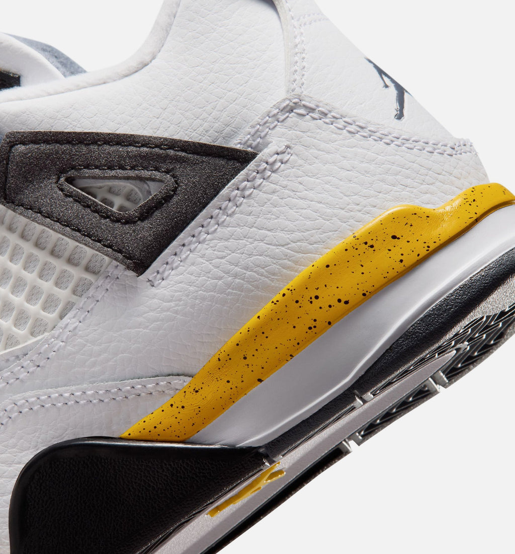 Air Jordan 4 Retro Rare Air Tour Yellow – Preschool Lifestyle Shoe (White/Dark Blue Grey/Black/Tour Yellow)
