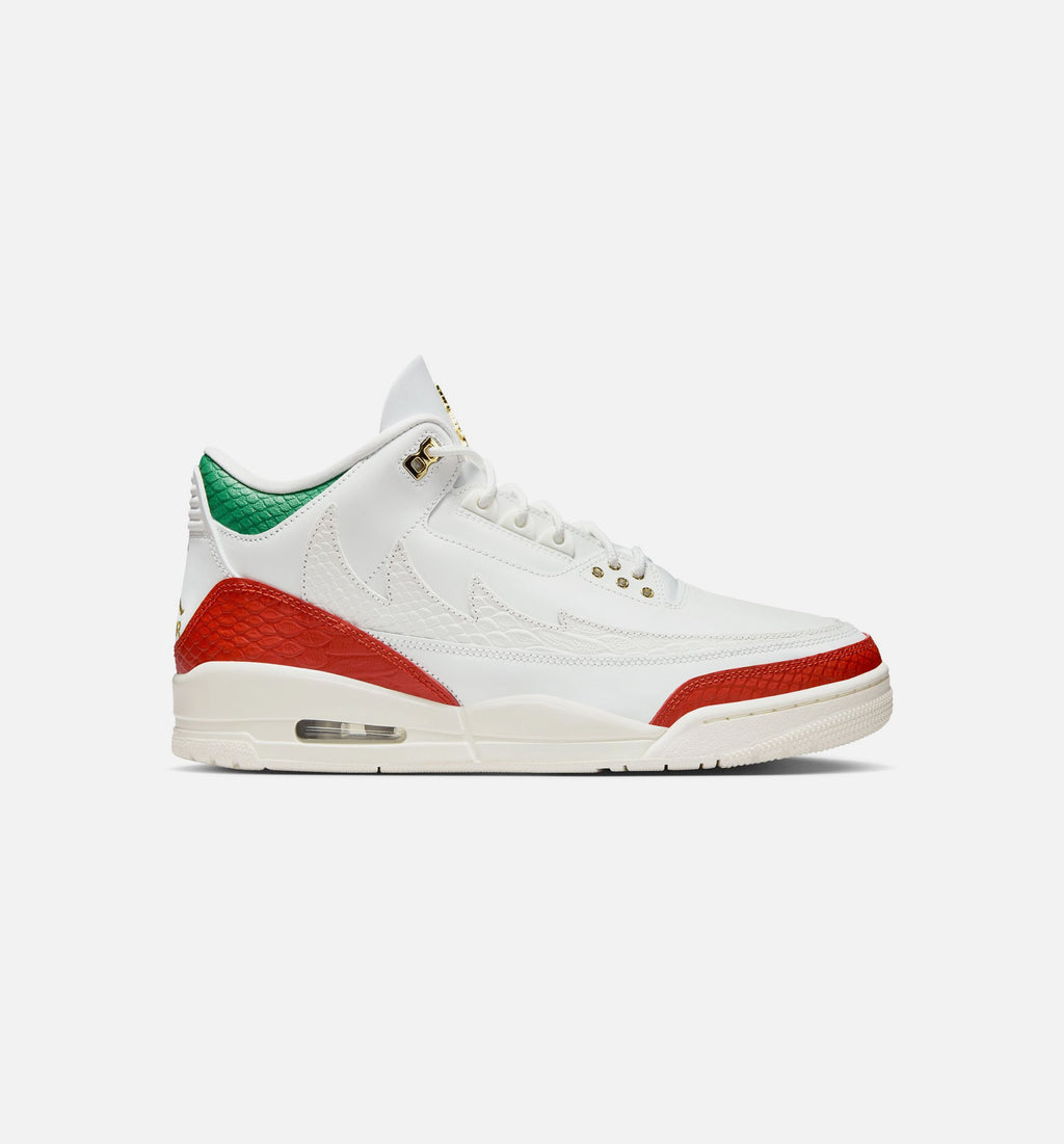 Air Jordan 3 Retro El Vuelo – Men’s Lifestyle Shoe (Summit White/Pine Green/Dragon Red/Metallic Gold)