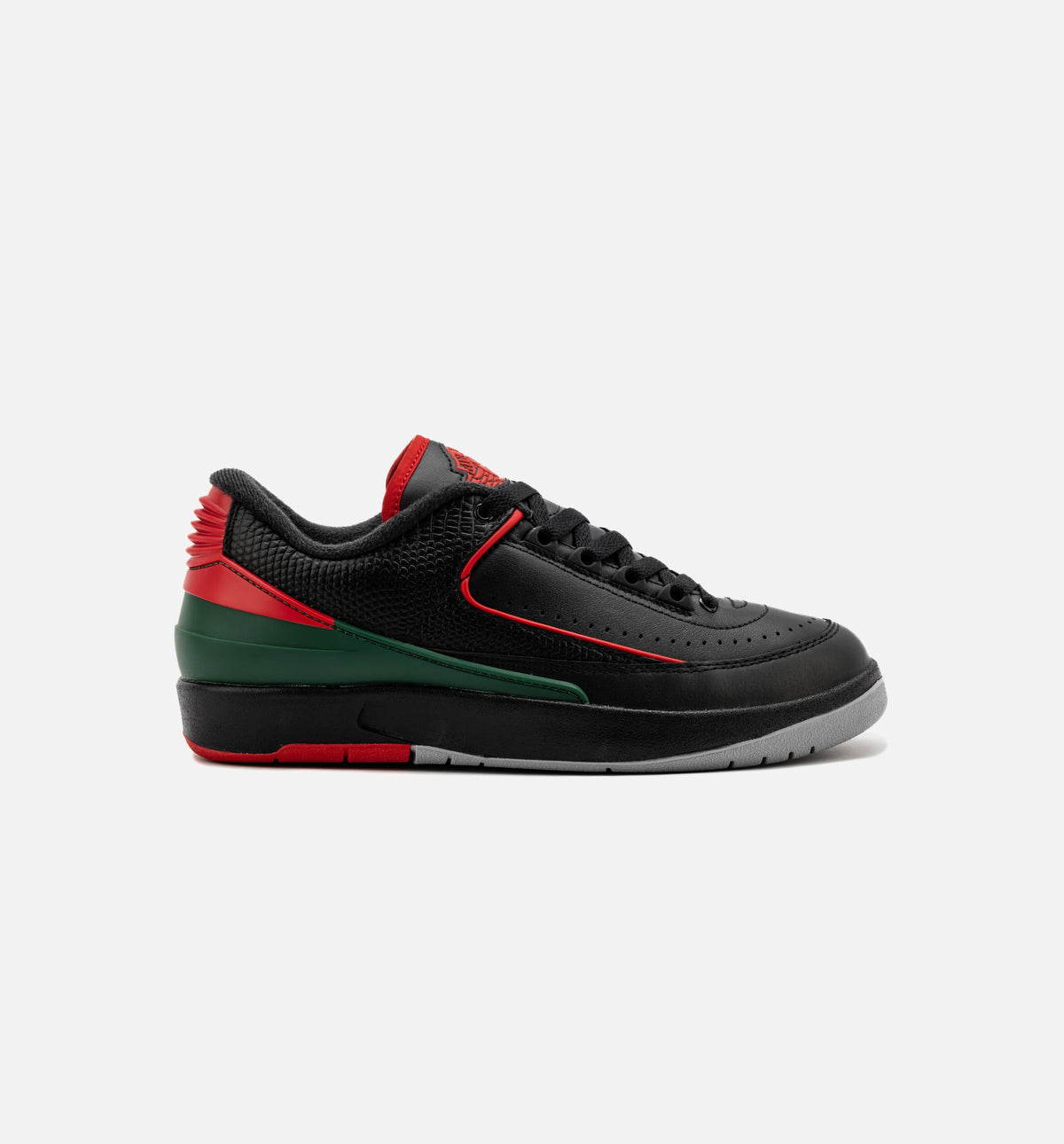Air Jordan 2 Retro Low Christmas – Grade School Lifestyle Shoe (Black/Fire Red/Cement Grey)