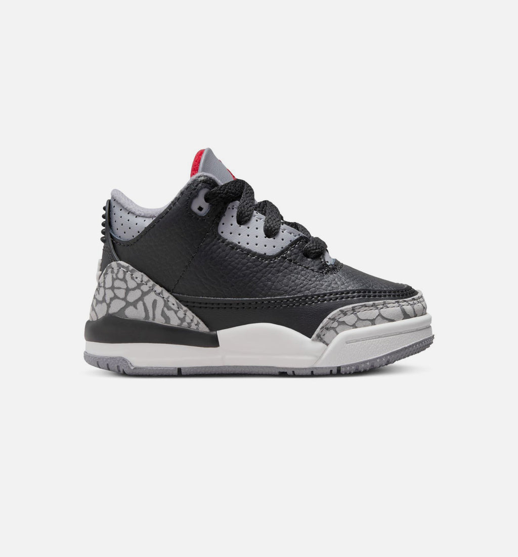Air Jordan 3 Retro Black Cement – Infant/Toddler Lifestyle Shoe (Black/Fire Red/Cement Grey/Summit White)