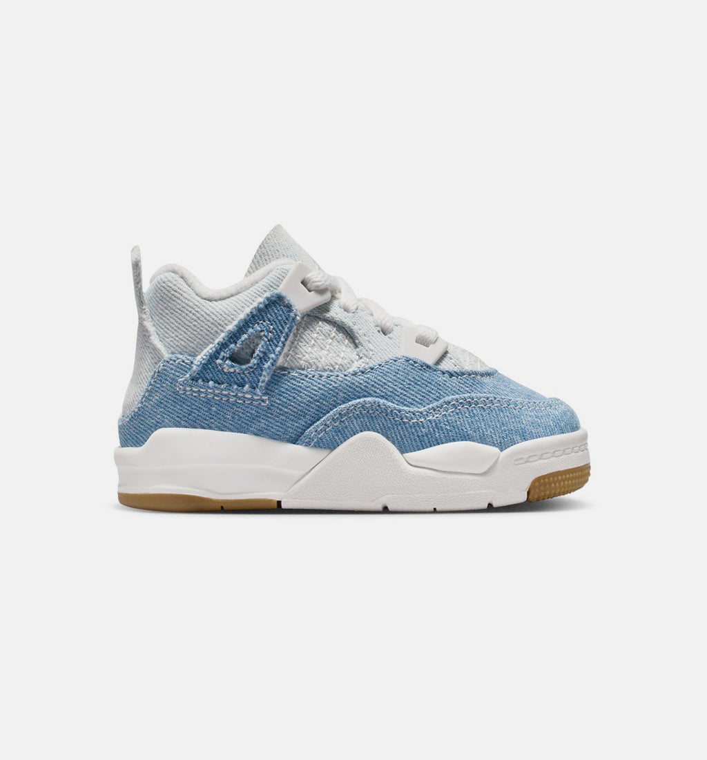 Air Jordan 4 Retro Worn Blue – Infant/Toddler Lifestyle Shoe (Sail/Worn Blue/Metallic Gold)