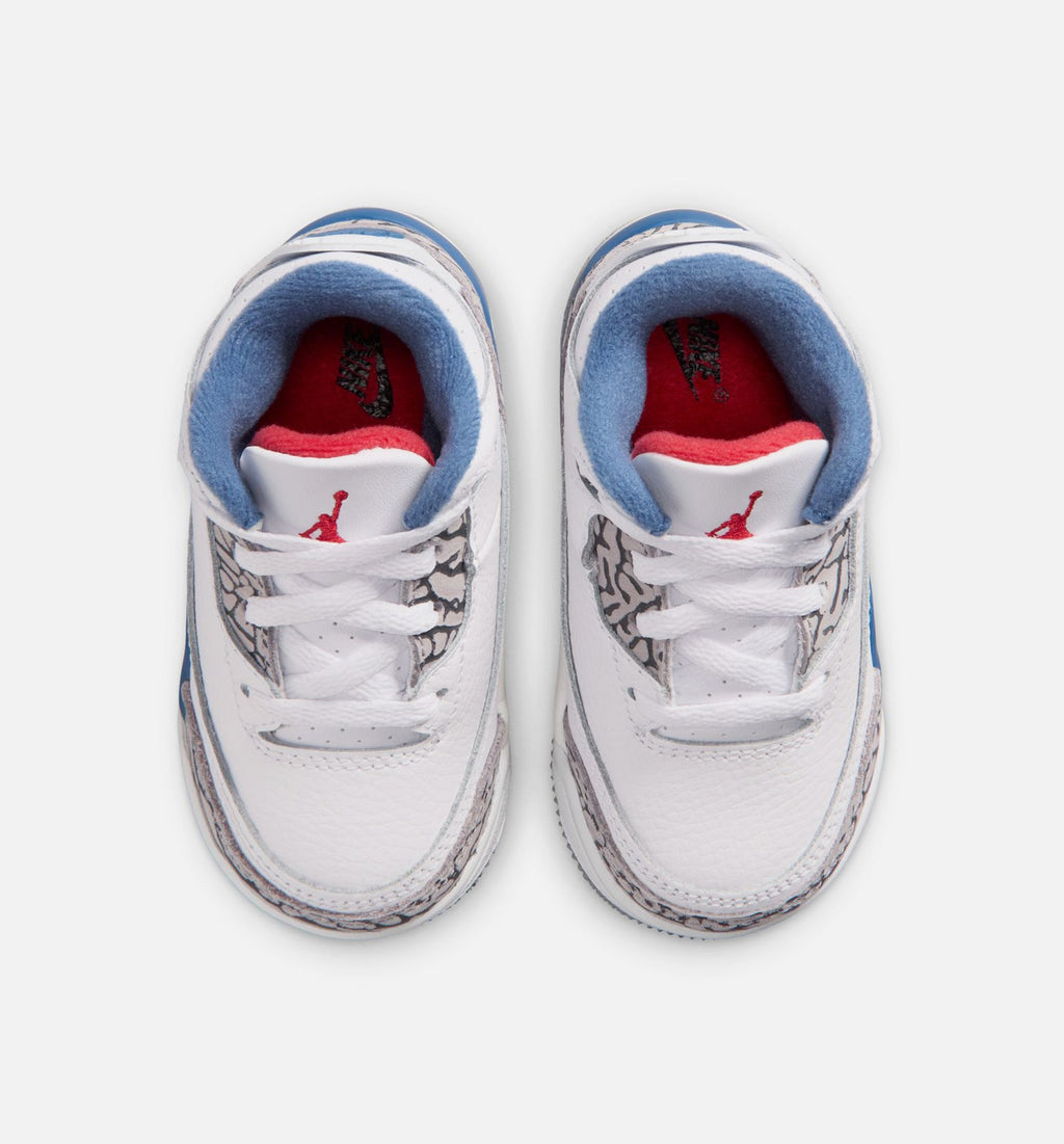 Air Jordan 3 Retro OG True Blue – Infant/Toddler Lifestyle Shoe (White/Fire Red/True Blue)
