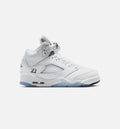 Air Jordan 5 Retro OG White Metallic – Grade School Lifestyle Shoe (White/Black/Metallic Silver)