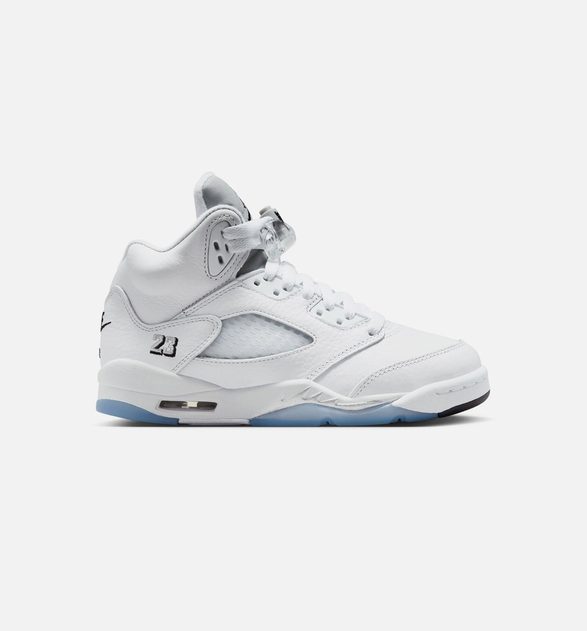 Air Jordan 5 Retro OG White Metallic – Grade School Lifestyle Shoe (White/Black/Metallic Silver)
