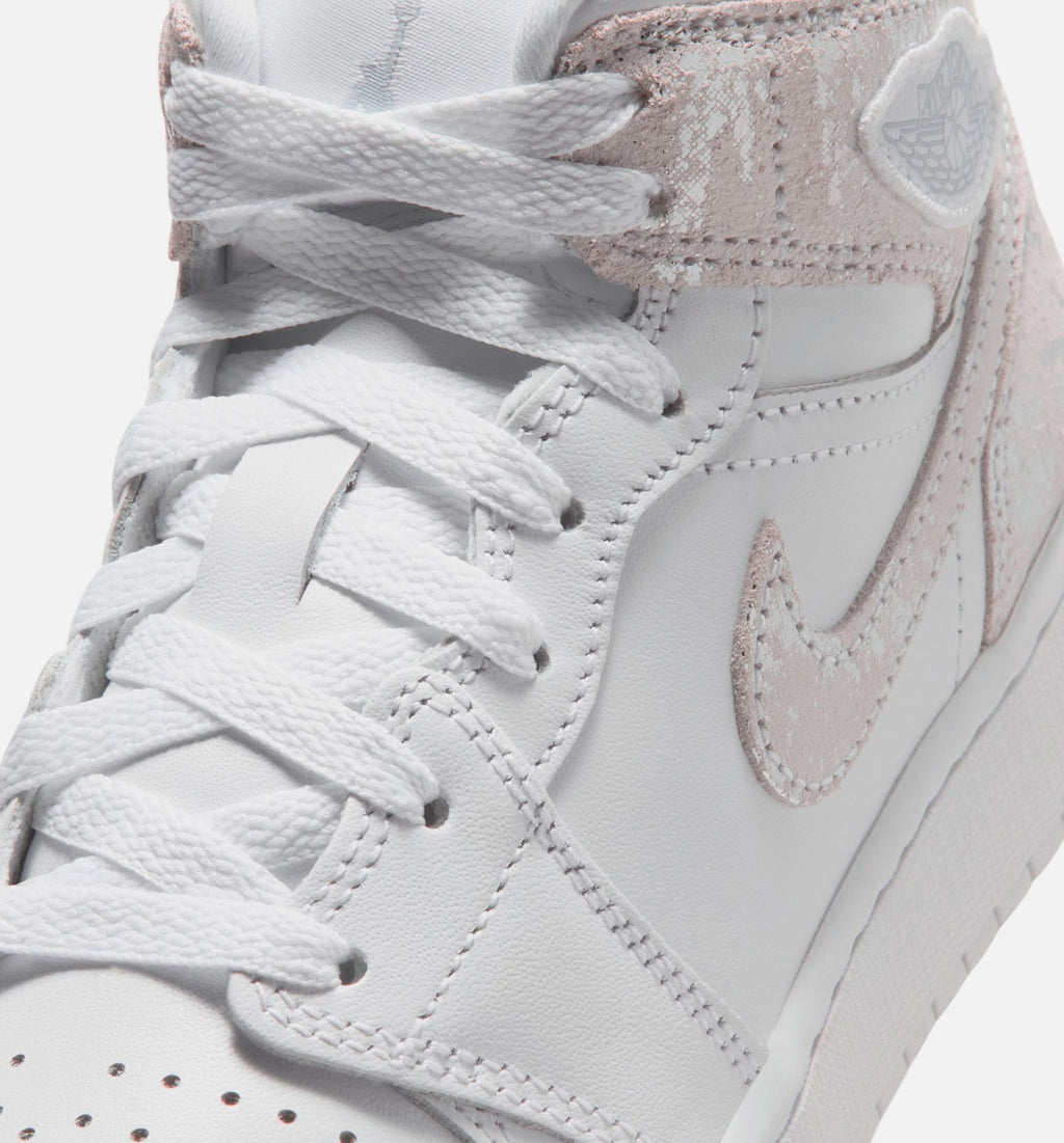 Air Jordan 1 Mid SE – Grade School Lifestyle Shoe (White/Field Silver)