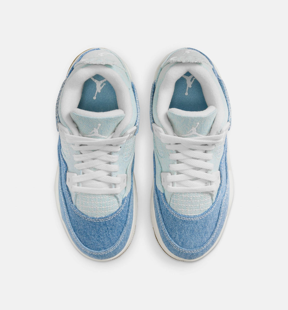 Air Jordan 4 Retro Worn Blue – Preschool Lifestyle Shoe (Sail/Worn Blue/Metallic Gold)
