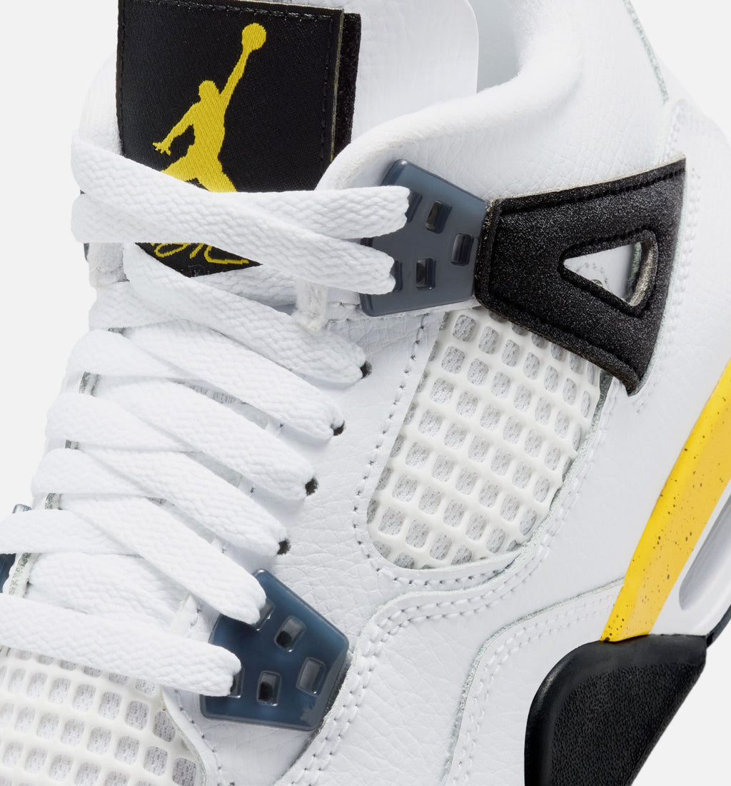 Air Jordan 4 Retro Rare Air Tour Yellow – Grade School Lifestyle Shoe (White/Dark Blue Grey/Black/Tour Yellow)