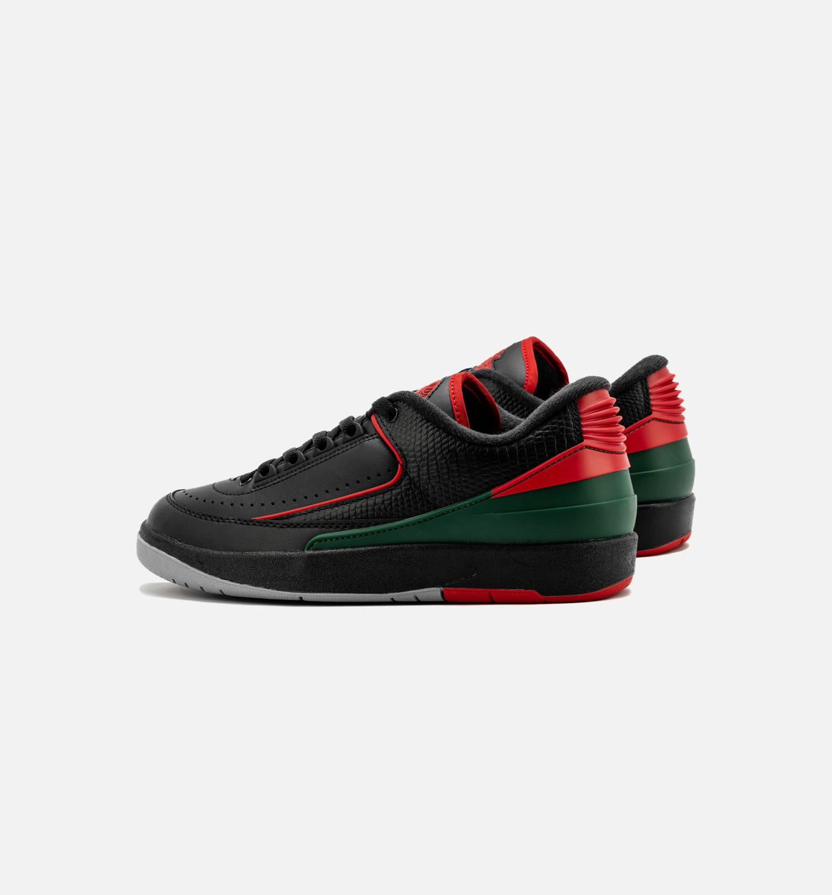 Air Jordan 2 Retro Low Christmas – Grade School Lifestyle Shoe (Black/Fire Red/Cement Grey)