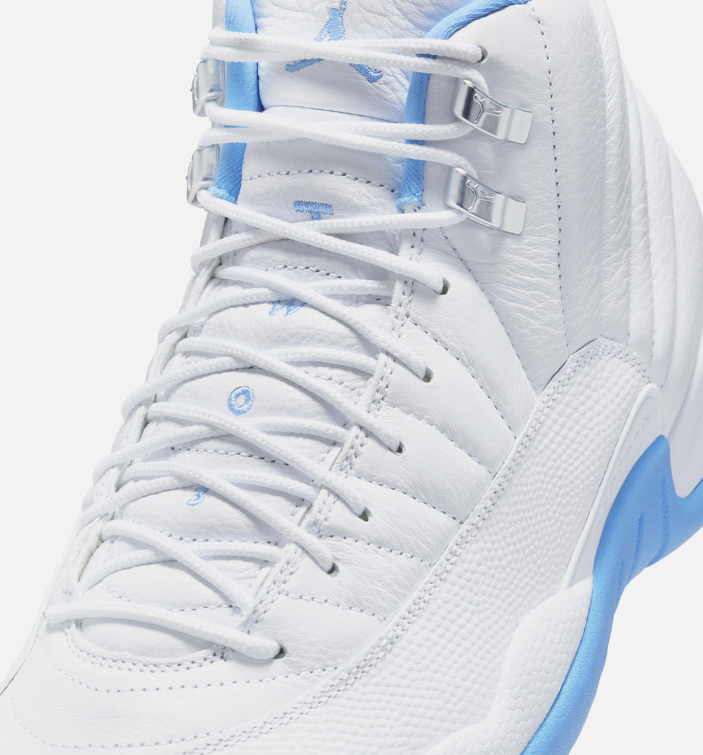Air Jordan 12 Retro White and University Blue – Men’s Lifestyle Shoe (White/University Blue/Metallic Silver)