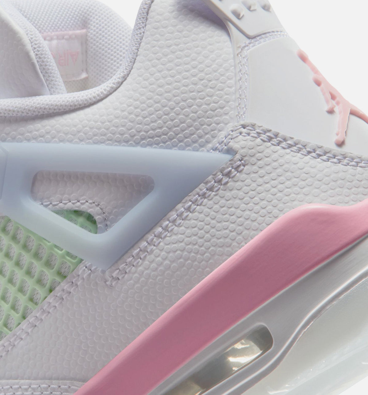 Air Jordan 4 Retro Medium Soft Pink – Grade School Lifestyle Shoe (White/Medium Soft Pink/Half Blue)