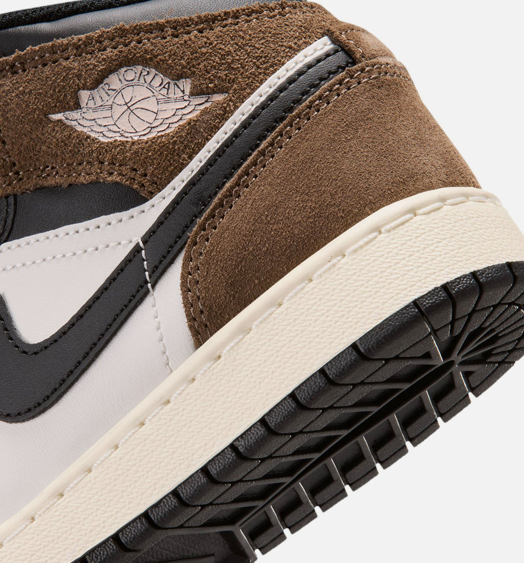 Air Jordan 1 Mid – Grade School Lifestyle Shoe (Black/Phantom/Palomino/University Red)