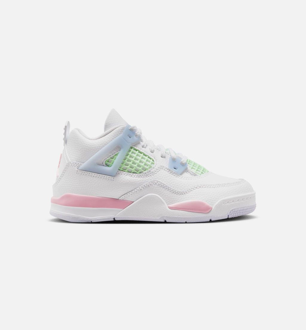 Air Jordan 4 Retro Medium Soft Pink – Preschool Lifestyle Shoe (White/Medium Soft Pink/Half Blue)