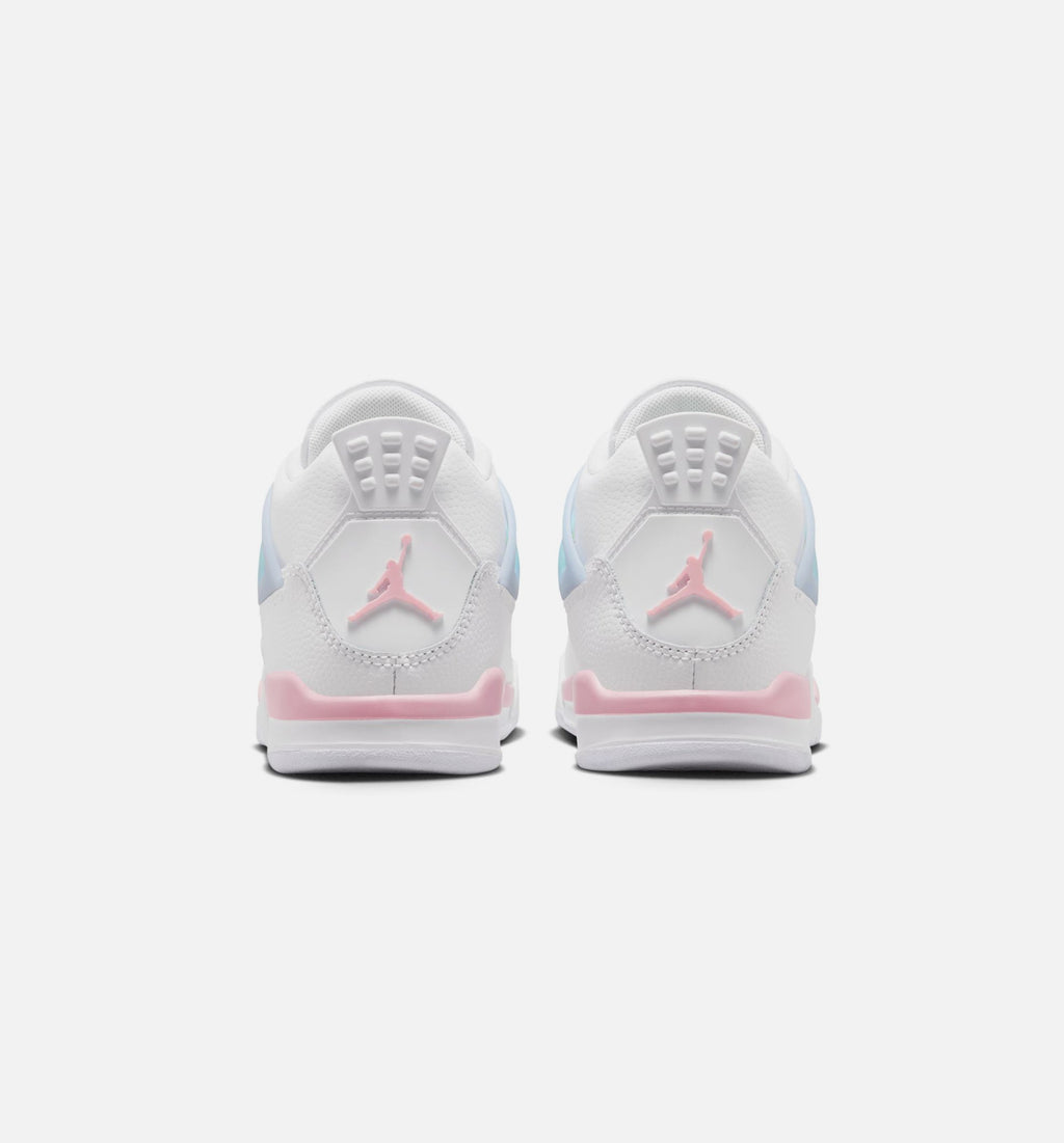 Air Jordan 4 Retro Medium Soft Pink – Preschool Lifestyle Shoe (White/Medium Soft Pink/Half Blue)