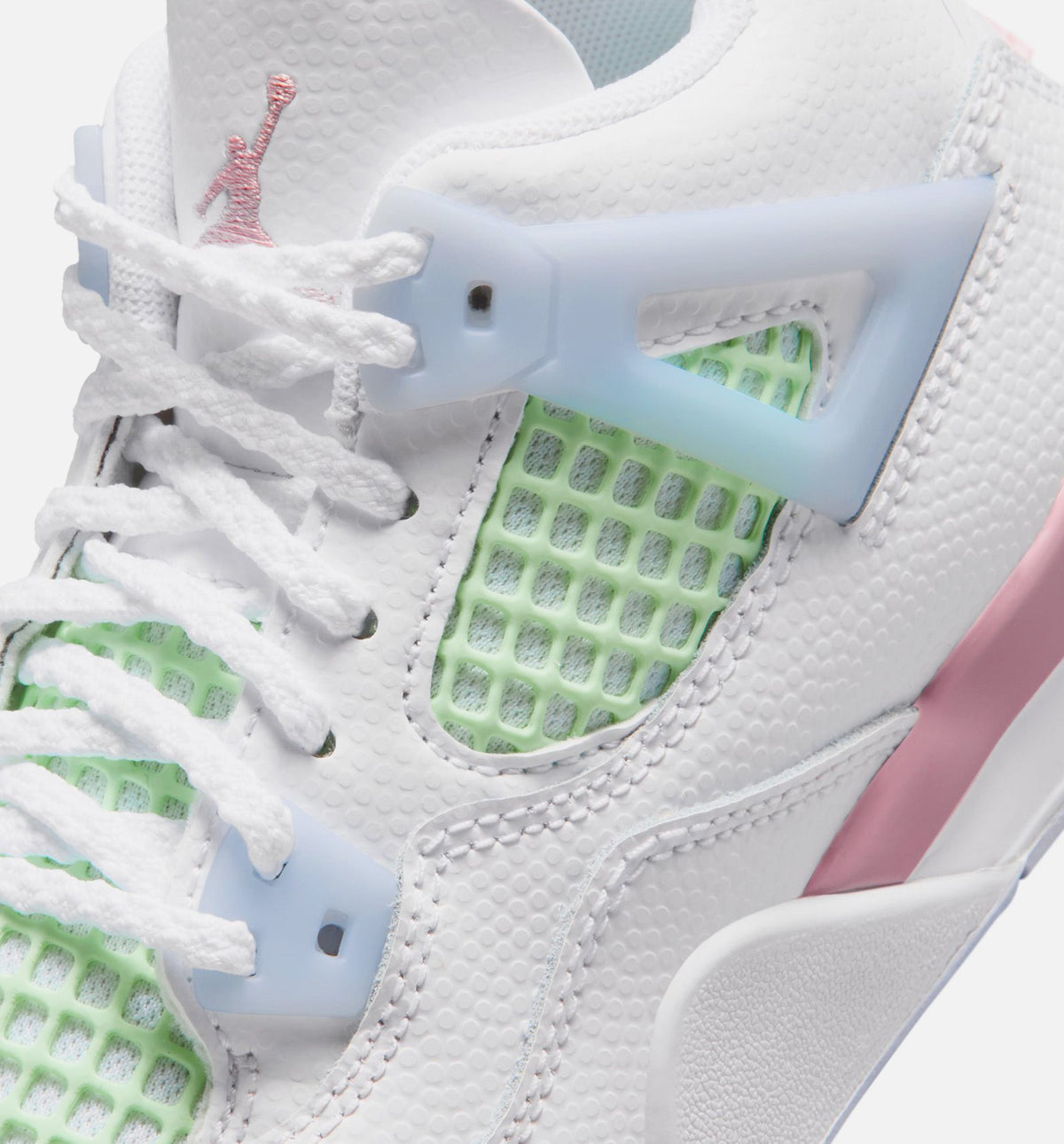 Air Jordan 4 Retro Medium Soft Pink – Preschool Lifestyle Shoe (White/Medium Soft Pink/Half Blue)