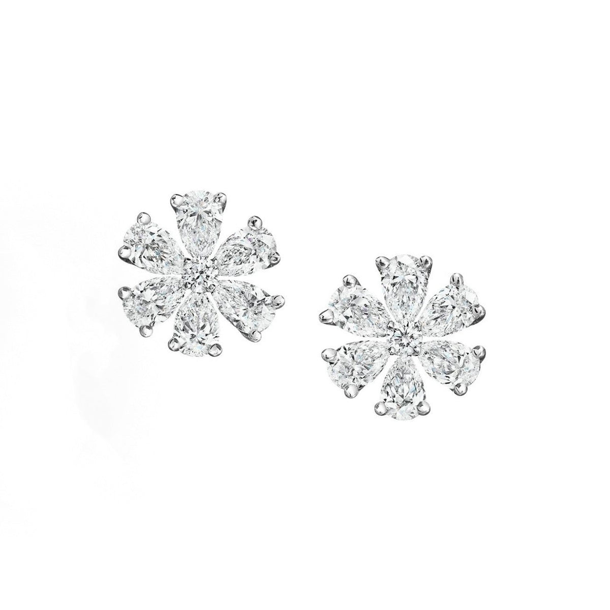 Harry Winston Style Six-Petal Floral Cubic Zirconia White-Gold-Plated Necklace