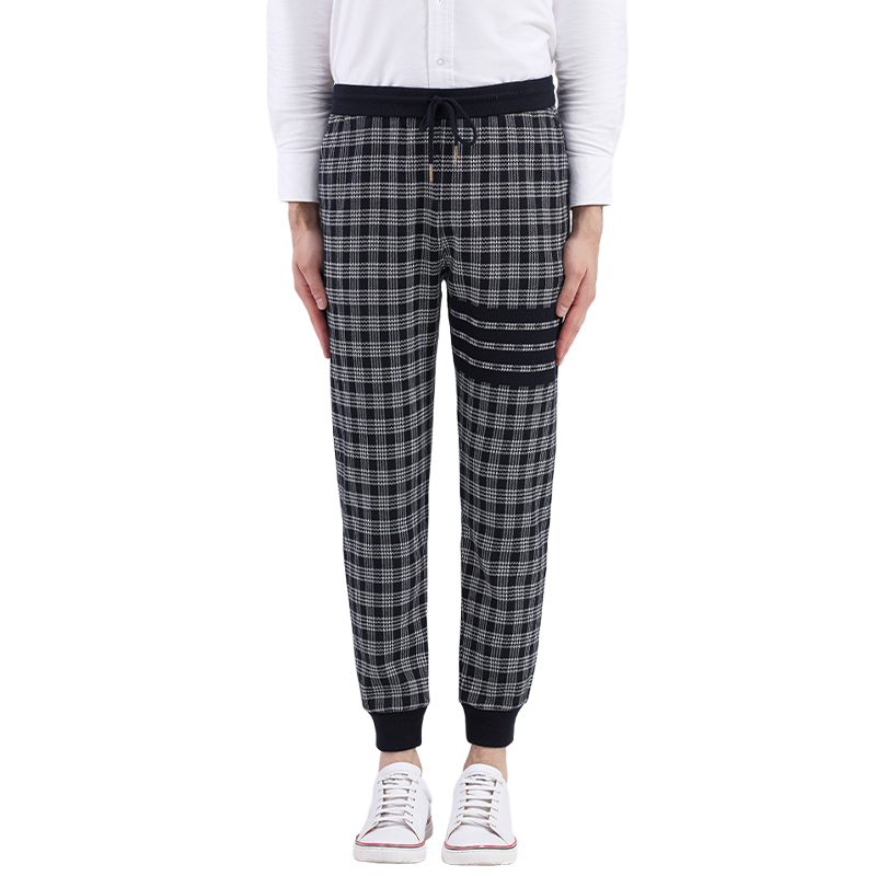 Thom Browne Style Unisex Casual Sweatpants with Signature Four-Bar Detail