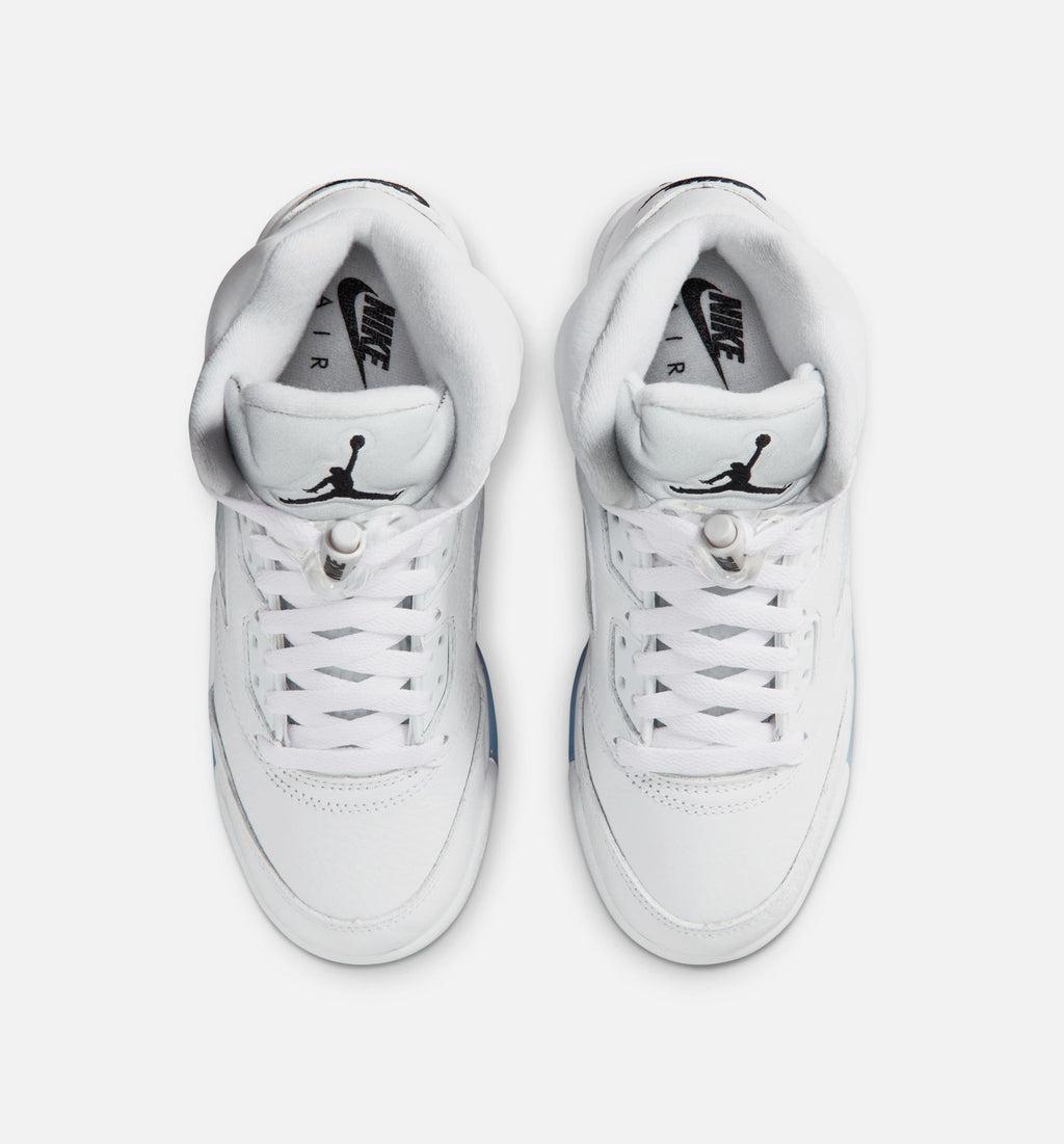 Air Jordan 5 Retro OG White Metallic – Grade School Lifestyle Shoe (White/Black/Metallic Silver)