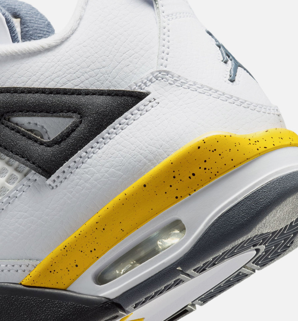Air Jordan 4 Retro Rare Air Tour Yellow – Grade School Lifestyle Shoe (White/Dark Blue Grey/Black/Tour Yellow)