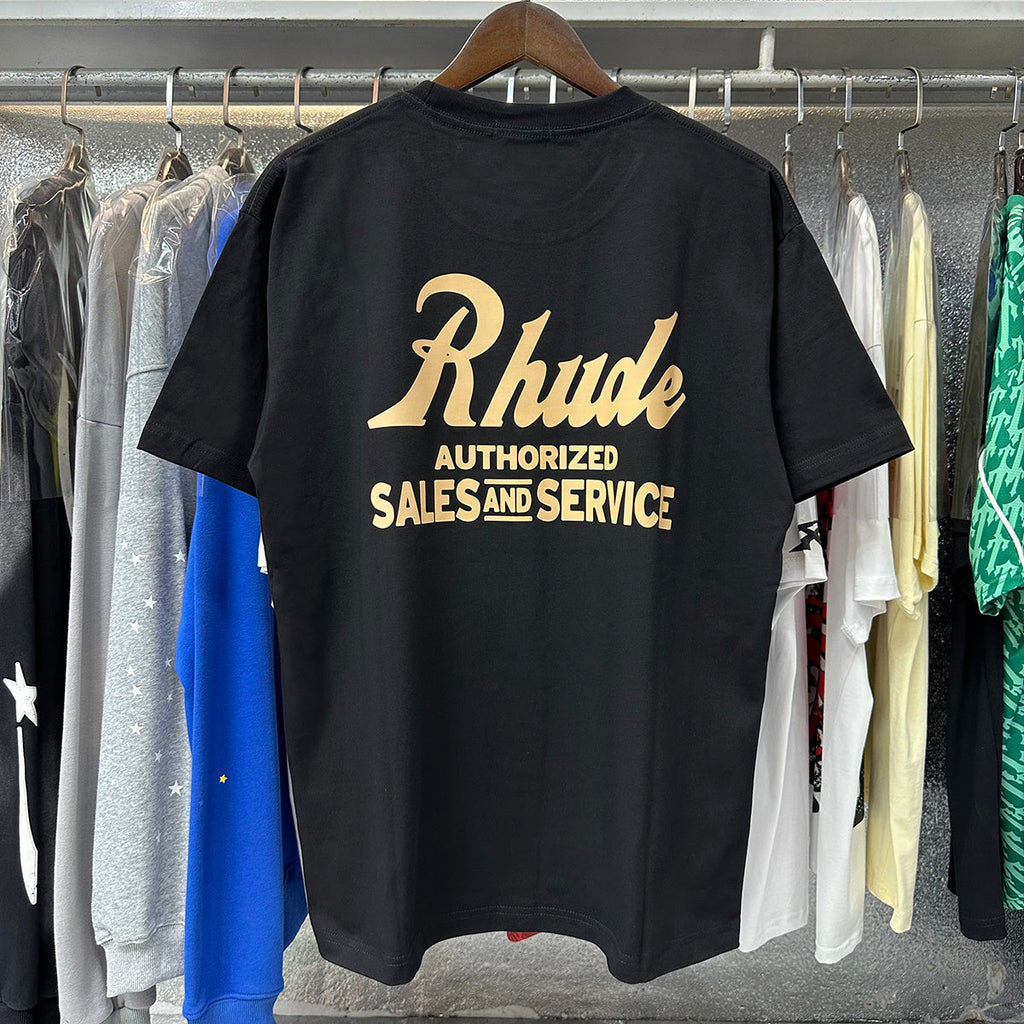 Rhude T-shirts Letter Printed Cotton Casual Short Sleeve Men and Women
