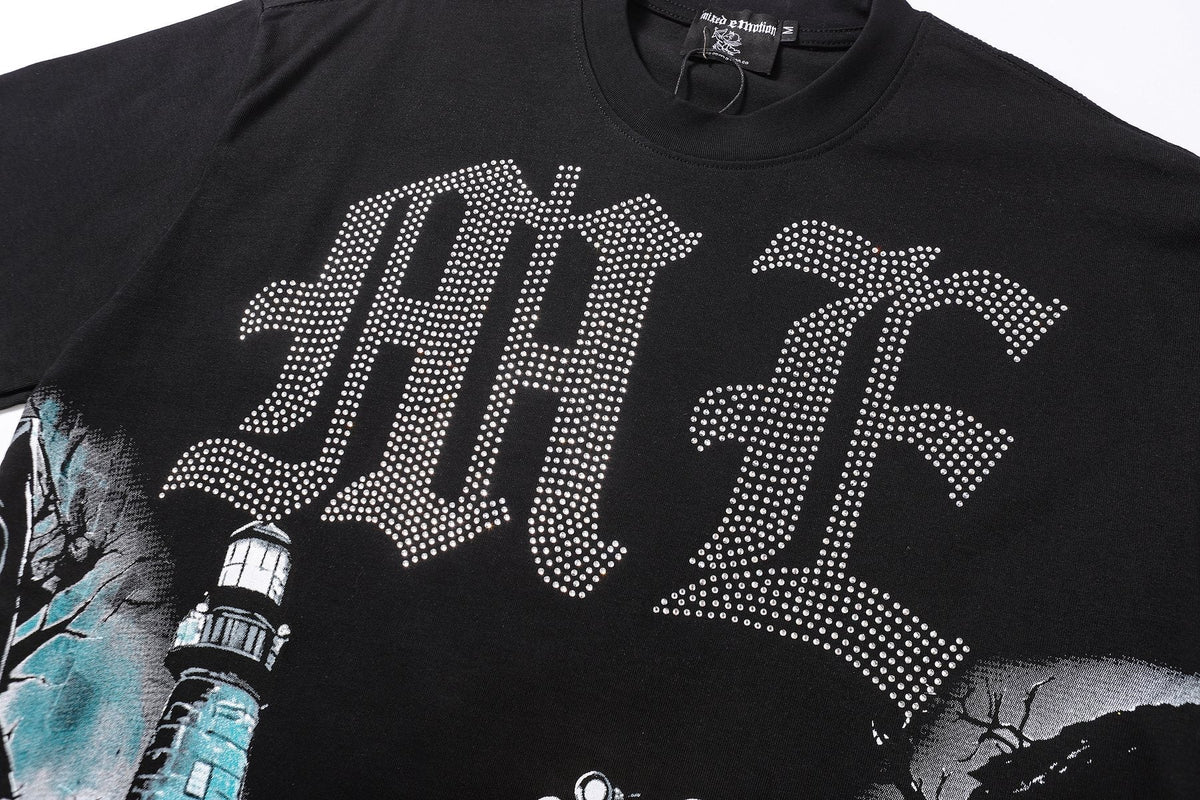 MIXED EMOTION Rhinestone-Style Graphic T-Shirt