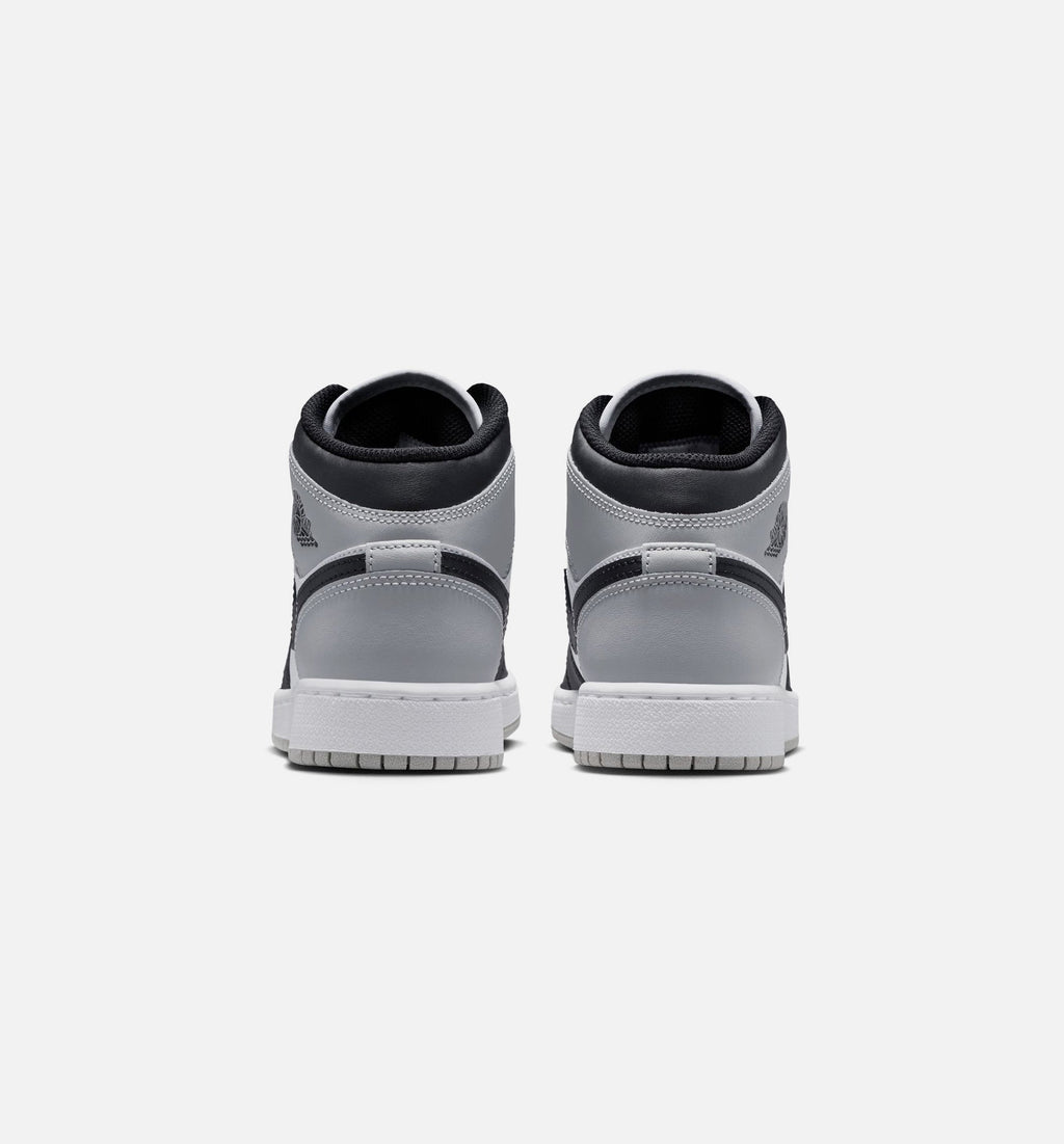 Air Jordan 1 Mid – Grade School Lifestyle Shoe (White/Light Smoke Grey/Black)